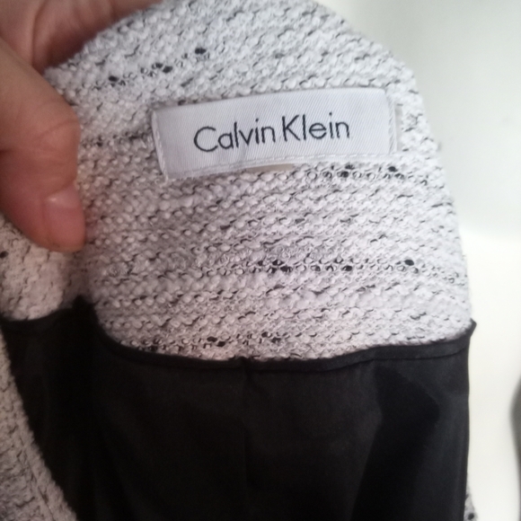 Calvin Klein Black and White Blazer with Asymmetrical Zipper - Picture 2 of 2